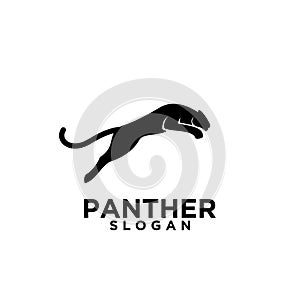 Panther jump black logo icon design vector illustrator simple
