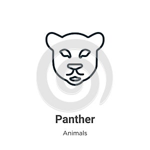 Panther outline vector icon. Thin line black panther icon, flat vector simple element illustration from editable animals concept