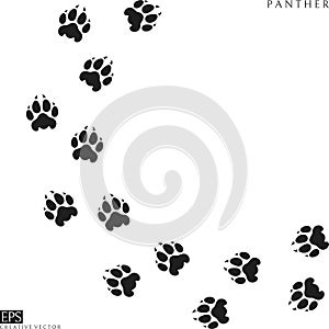 Panther paw prints. Silhouette. Wild animal
