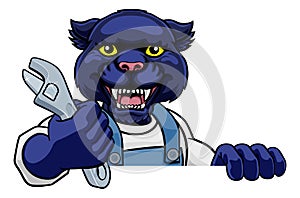Panther Plumber Or Mechanic Holding Spanner photo