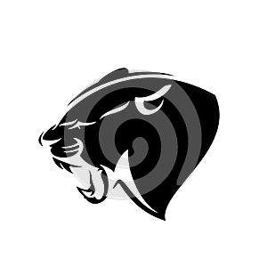 Panther profile head black and white vector emblem