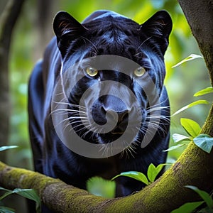 The panther prowls as a symbol of our inner struggles, its brilliant darkness embodying fears.