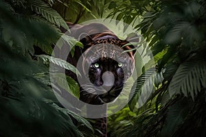 panther stalking through the jungle, eyes on the hunt