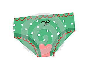 Panties with menstruation blood stain. First menstrual period, menarche concept. Female underwear after vaginal bleeding