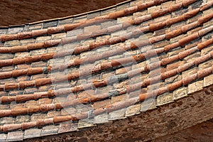 Pantiles - Roof with clay tiles Bologna Cathedral Italy