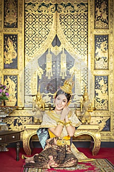 Pantomime Khon Ramayana Thai art with elegance and being registered as a World Heritage Site, There is a backdrop of Thai