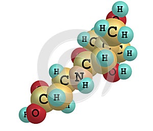 Pantothenic acid (vitamin B5) molecular structure on white background