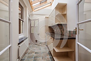 Pantry hallway with rooflights