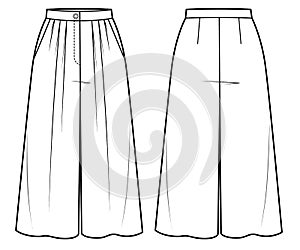 Pants culotte palazzo technical fashion illustration photo