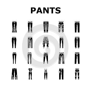 pants fashion clothes apparel icons set vector