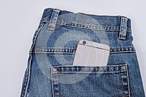 Pants with smartphone in a pocket.