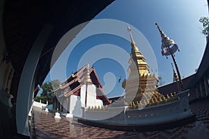 Panya Tharonusorn Pagoda or golden pagoda at Wat Pa Pathomchai in Thailand.