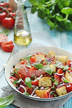 Panzanella salad, traditional dish of Italian cuisine