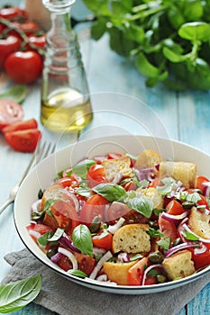 Panzanella salad, traditional dish of Italian cuisine