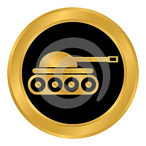 Panzer button on white.