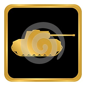 Panzer button on white.