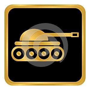 Panzer button on white.