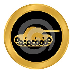 Panzer button on white.