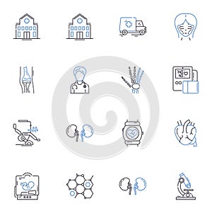 Pap smear line icons collection. Cervix, Screening, Test, Gynaecology, Cancer, HPV, Swab vector and linear illustration