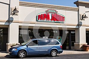 Mishawaka - Circa August 2018: Papa John`s Take-Out Pizza Restaurant. Controversial founder John Schnatter has been forced out I