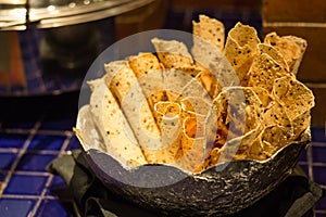 Papadoms(Papad) fry in a bowel