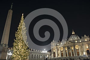 Papal Basilica of Saint Peter in Vatican at Christmas Cathedral of Saint Peter in Rome, Italy