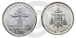 Papal Vacant see 1978 september silver coin uncircoled photo