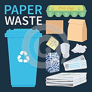 Papar and cardboard waste for recycling