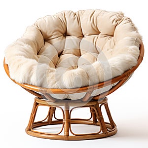 Papasan chair isolated white background, AI Generative. photo