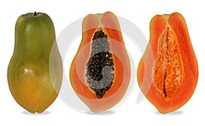 Papaya cut in the half of the cavity.