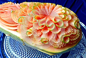 Papaya fruit beautiful creative Thai original carving