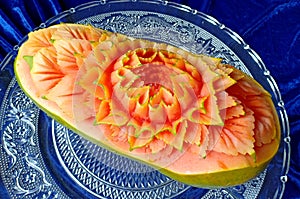 Papaya fruit beautiful creative Thai original carving