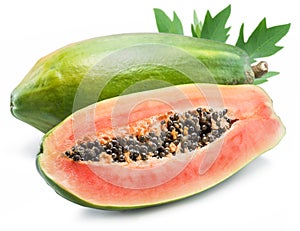 Papaya fruit isolated on a white.