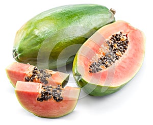 Papaya fruit isolated on a white.