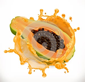 Papaya juice. Fresh fruit, vector icon