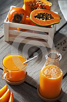 Papaya and kaky juice