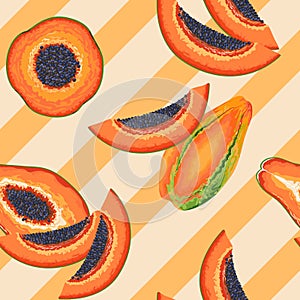 Papaya Party Vector Seamless Pattern Textile Design