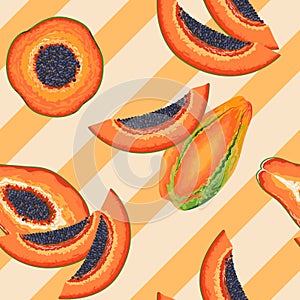 Papaya Party Vector Seamless Pattern Textile Design photo