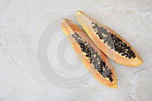 Papaya Peices with Copy Space