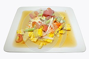 Papaya salad with corn, Thai spicy food