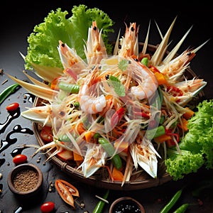 Papaya salad with fresh shrimp 01