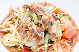 Papaya salad with pickled shellfish