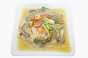 Papaya salad with raw crab, Thai spicy food