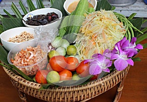 Papaya salad thai cuisine spicy delicious