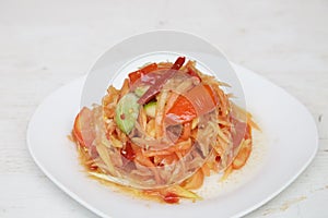 Papaya salad Thai cuisine spicy delicious