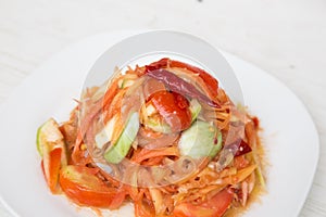 Papaya salad Thai cuisine spicy delicious