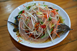 Papaya salad Thai cuisine spicy delicious