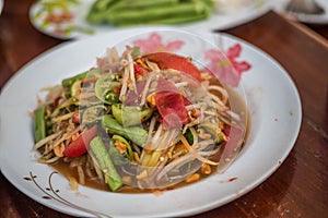 Papaya salad Thai cuisine spicy delicious, Somtam