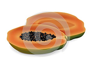 Papaya sliced fruit isolated vector realistic. Summer exotic ripes