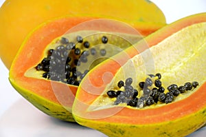 Papaya on white background.